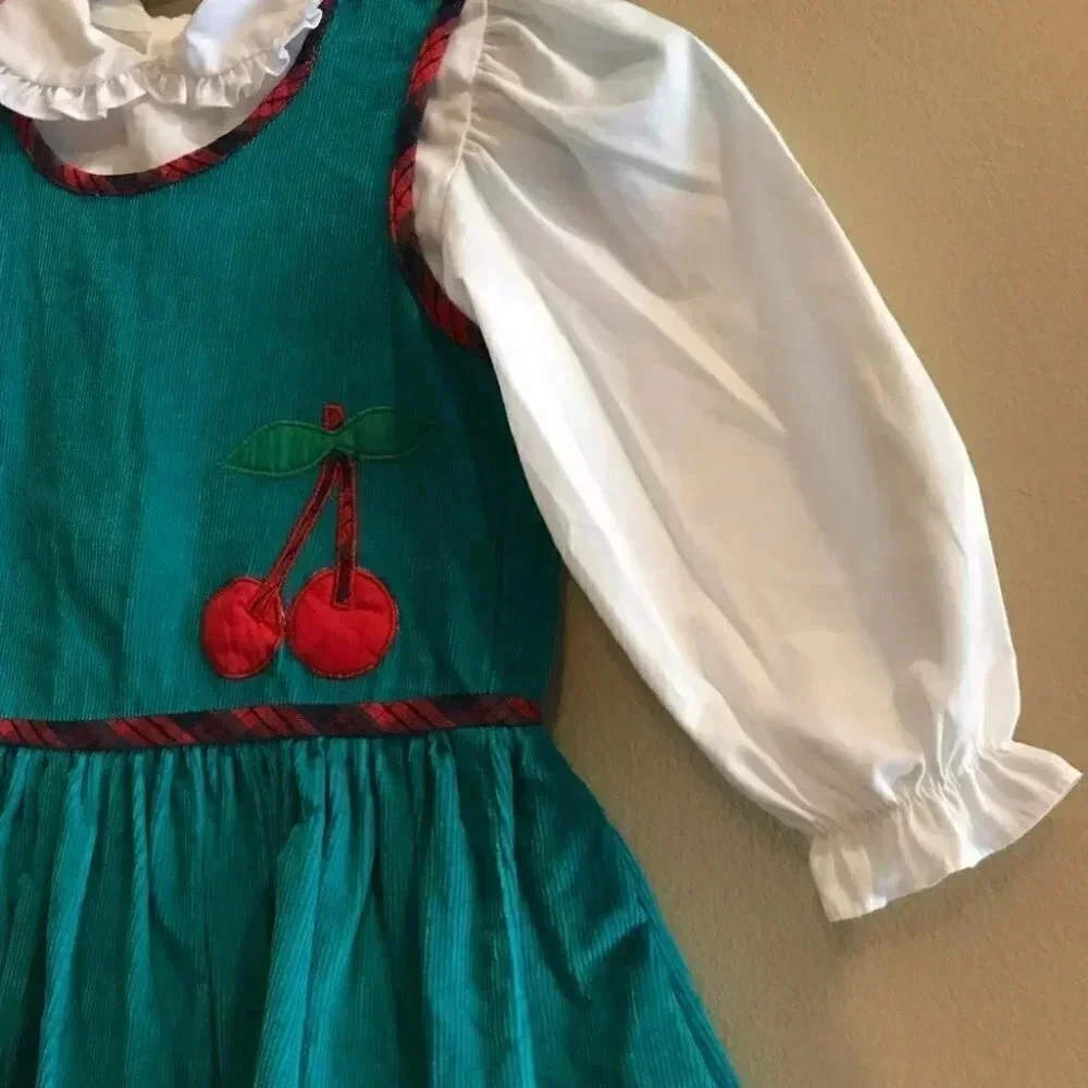 Toddler Dress and Shirt Cherries Corduroy Ruffles